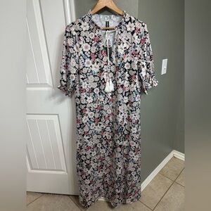 Chic Floral Maxi Dress in Black and White with multi colors